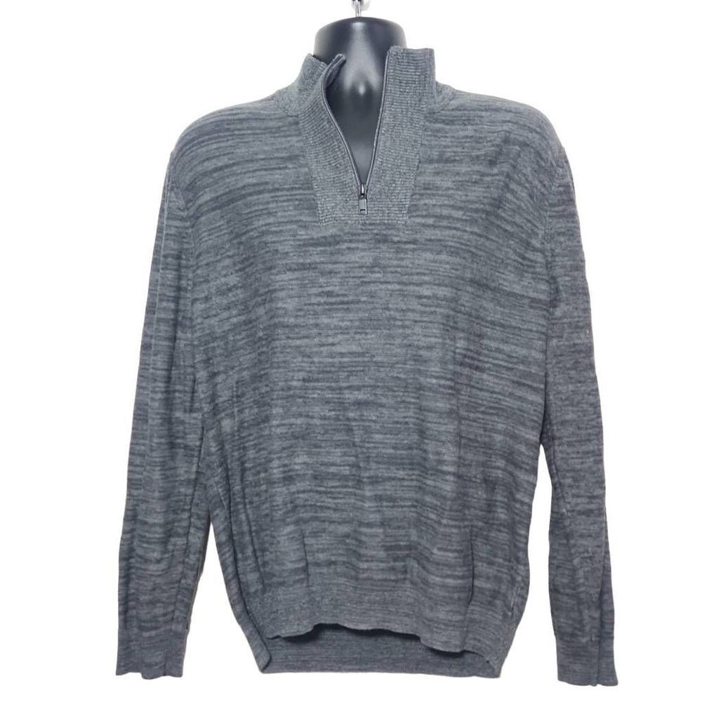 Alfani Men's Size XL Gray Marled 1/4 Zip Pullover Top